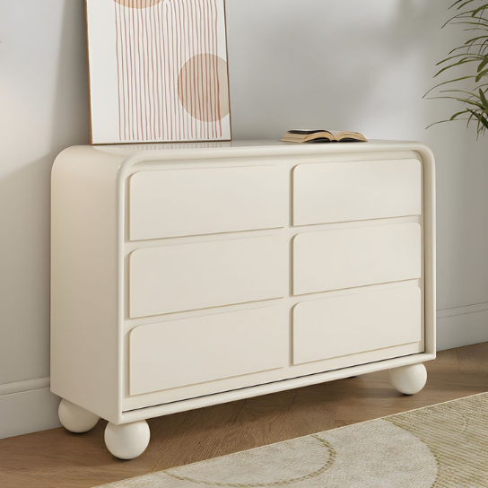 Rustic Mango Modern Style Wooden Chest of Drawer With Round Corner's In White Finish thumbnail 2