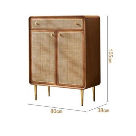 Rustic Mango Solid Wooden Cane Finish Shoe Rack In Honey Finish thumbnail 9