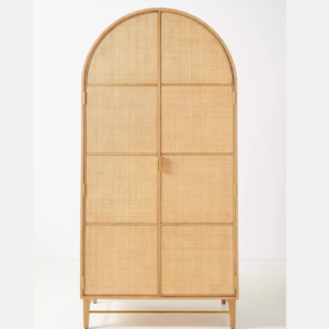 Rustic Mango Wooden Light weight Wardrobe in Honey Cane Finish ( Mango Wood )