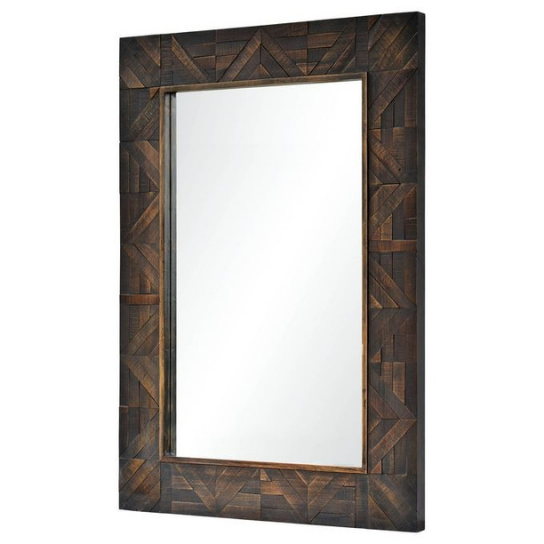 Rustic Mango Solid Wooden Handmade Carving Mirror Frame thumbnail 2