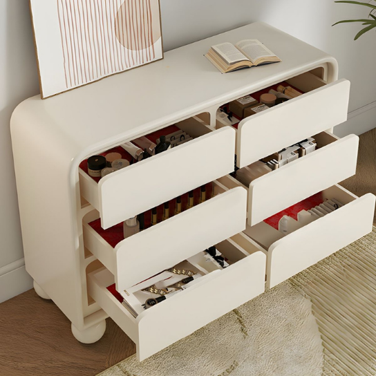 Rustic Mango Modern Style Wooden Chest of Drawer With Round Corner's In White Finish thumbnail 3