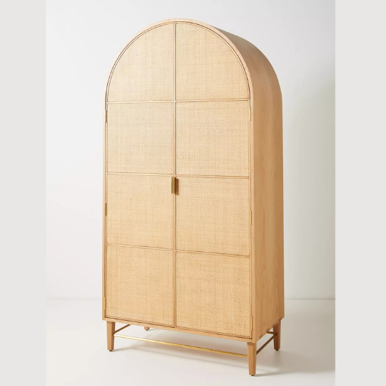Rustic Mango Wooden Light weight Wardrobe in Honey Cane Finish ( Mango Wood ) thumbnail 2