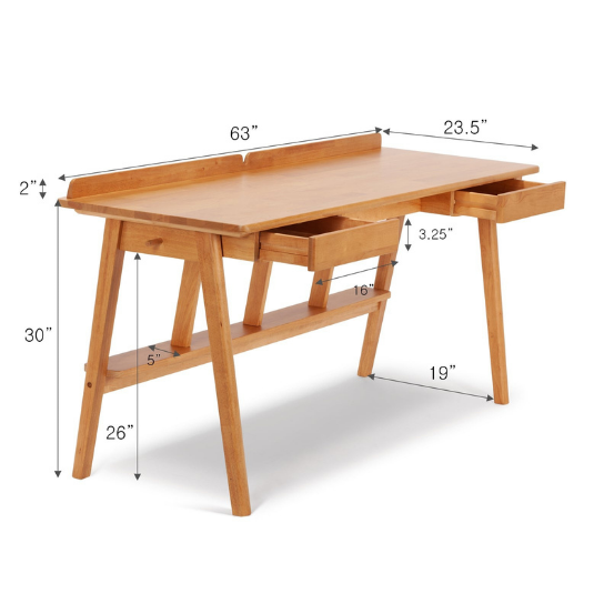 Rustic Mango Plain Solid Wooden Study Table In Natural Finish thumbnail 8