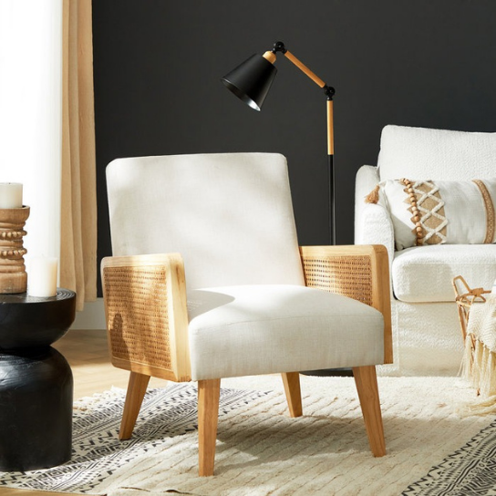 Rustic Mango Solid Wooden Sofa Cum Chair In Mango Wood With Cane In Natural Finish thumbnail 2