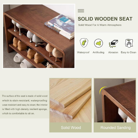 Rustic Mango Open Shoe Rack in Honey Finish thumbnail 2
