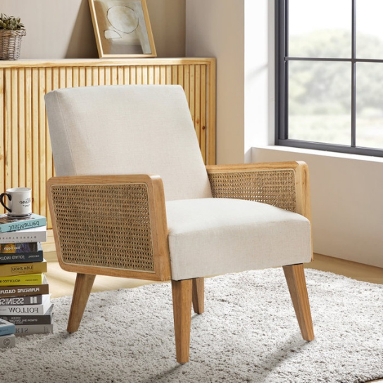 Rustic Mango Solid Wooden Sofa Cum Chair In Mango Wood With Cane In Natural Finish thumbnail 3