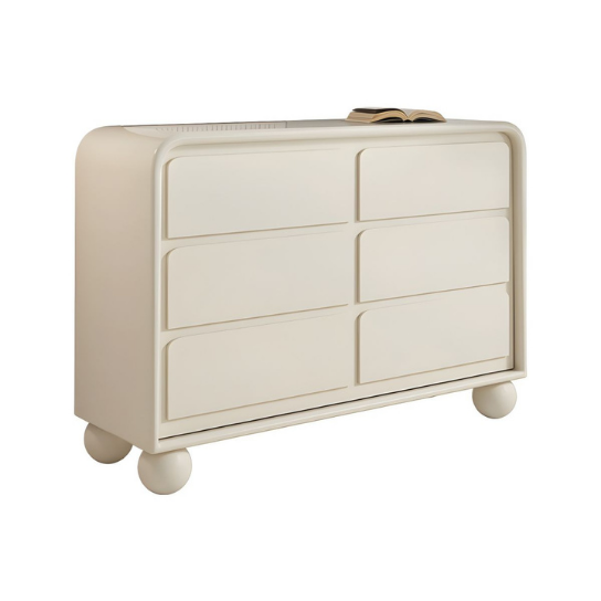 Rustic Mango Modern Style Wooden Chest of Drawer With Round Corner's In White Finish thumbnail 5