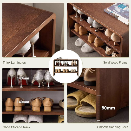 Rustic Mango Open Shoe Rack in Honey Finish thumbnail 3