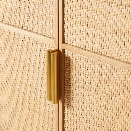 Rustic Mango Wooden Light weight Wardrobe in Honey Cane Finish ( Mango Wood ) thumbnail 4