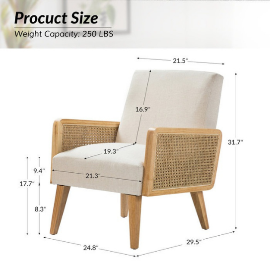 Rustic Mango Solid Wooden Sofa Cum Chair In Mango Wood With Cane In Natural Finish thumbnail 7