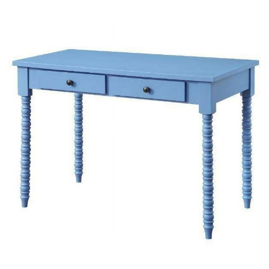 Rustic Mango Solid Wooden Study Table In Blue Finish thumbnail 2