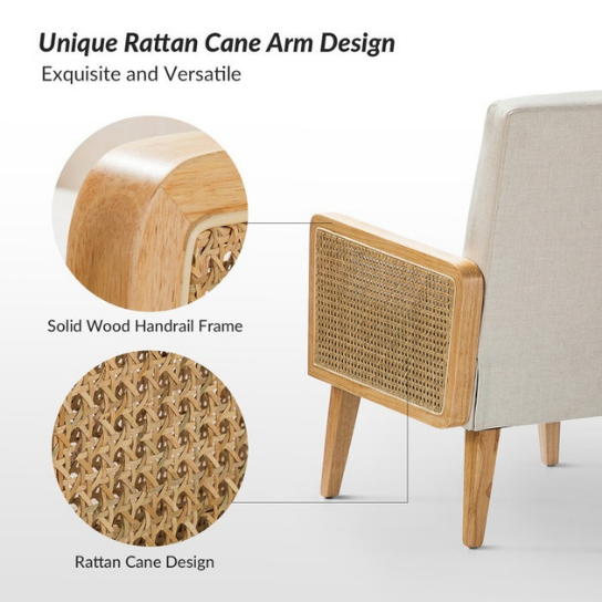 Rustic Mango Solid Wooden Sofa Cum Chair In Mango Wood With Cane In Natural Finish thumbnail 4
