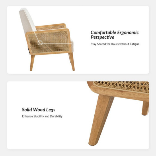 Rustic Mango Solid Wooden Sofa Cum Chair In Mango Wood With Cane In Natural Finish thumbnail 5