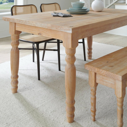 Rustic Mango Solid Wooden Dining Table In Teak Finish thumbnail 6