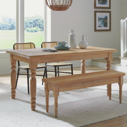 Rustic Mango Solid Wooden Dining Table In Teak Finish thumbnail 7