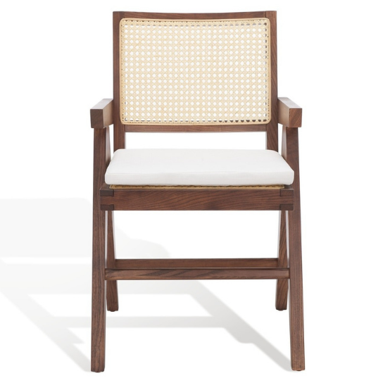 Rustic mango Old Vintage Classic Solid Wooden Cane Chair In Walnut Finish thumbnail 2