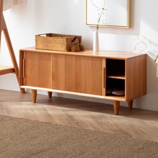 Rustic Mango Okla Solid Wooden Shoe Rack In Walnut Finish thumbnail 3