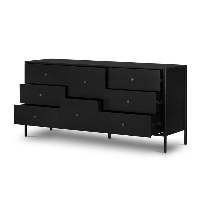 Rustic Mango Solid Heavy Wooden Chest of Drawer In Dark Walnut Finish thumbnail 3