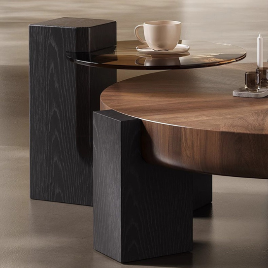 Rustic Mango Solid Wooden Double Coffee Table Set In Honey Black Finish thumbnail 5