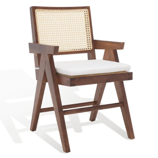 Rustic mango Old Vintage Classic Solid Wooden Cane Chair In Walnut Finish thumbnail 3