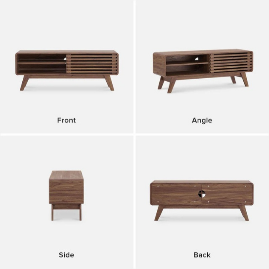 Rustic Mango Solid Wooden TV Cabinet With Open Shelf In Honey Finish thumbnail 4