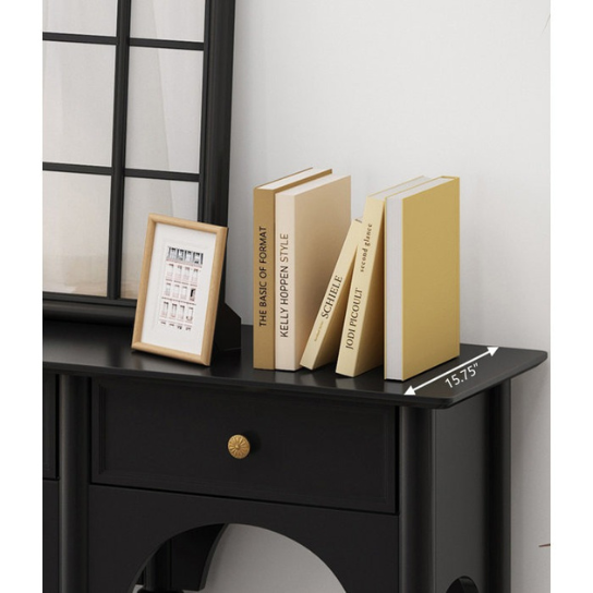 Rustic Mango Solid Wooden Vintage Console Table In Black Finish With 3 Drawers thumbnail 5