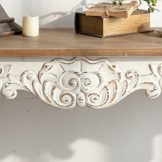 Rustic Mango Indian Console Table with Natural Top With White Finish thumbnail 5