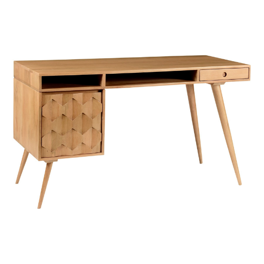 Rustic Mango Solid Wooden Study Table With Storage Option In Natural Finish thumbnail 2