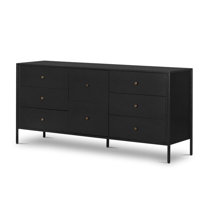 Rustic Mango Solid Heavy Wooden Chest of Drawer In Dark Walnut Finish thumbnail 4