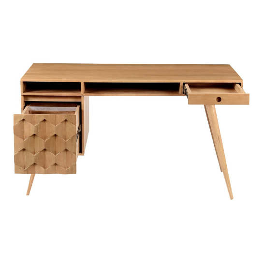 Rustic Mango Solid Wooden Study Table With Storage Option In Natural Finish thumbnail 3