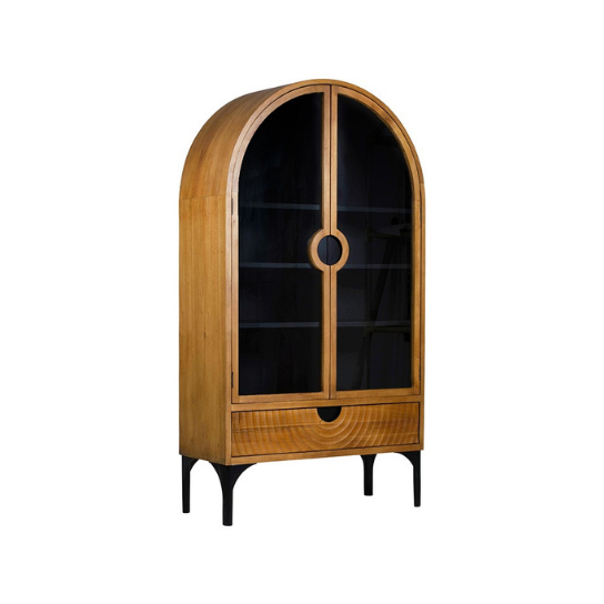 Rustic Mango Wooden Wardrobe With Black + Mirror Light Honey Finish ( Mango Wood ) thumbnail 2