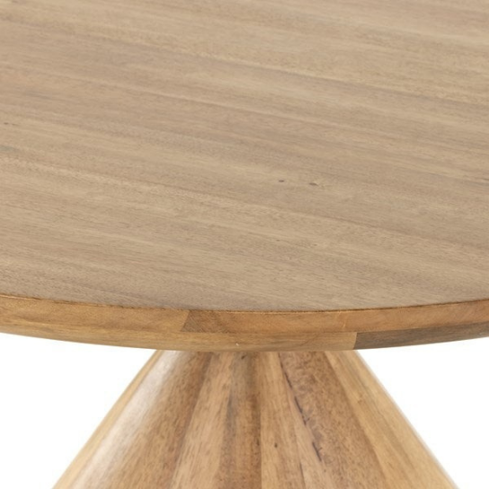 Rustic Mango Solid Wooden Heavy Duty Round Shape Dining Table In Natural Honey Finish thumbnail 4