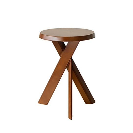 Rustic Mango Solid Wooden Side Table In Cross Legs with Walnut Finish thumbnail 4