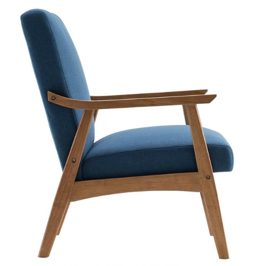 Rustic Mango Solid Wooden Classical Chair In Light Honey Finish With Blue Sitting thumbnail 4