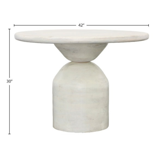 Rustic Mango Solid Wooden Round Shape Dining Table In Whitewash Finish thumbnail 5