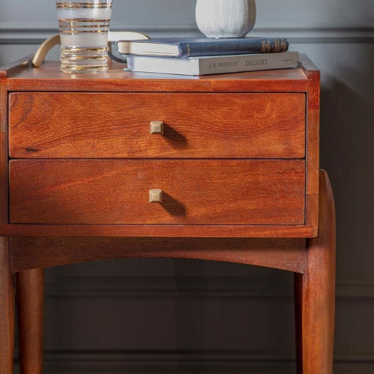 Rustic Mango  Solid Wooden Bedside In Vintage Style Honey Finish thumbnail 2