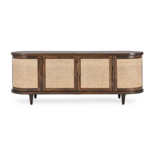 Rustic Mango Solid Wooden TV Cabinet In Dark Honey With Cane Finish thumbnail 2