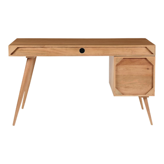 Rustic Mango Solid Wooden Study Table With Storage Option In Natural Finish thumbnail 5