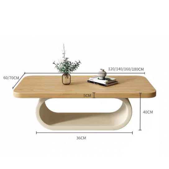 Rustic Mango Luxury Modern Style Coffee Table In Natural + White Finish thumbnail 5