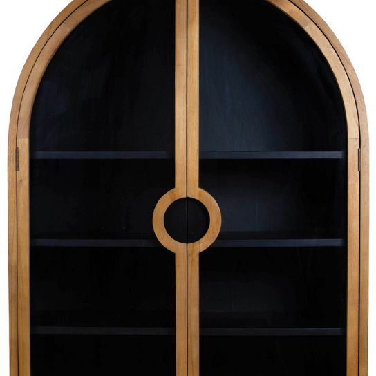 Rustic Mango Wooden Wardrobe With Black + Mirror Light Honey Finish ( Mango Wood ) thumbnail 4
