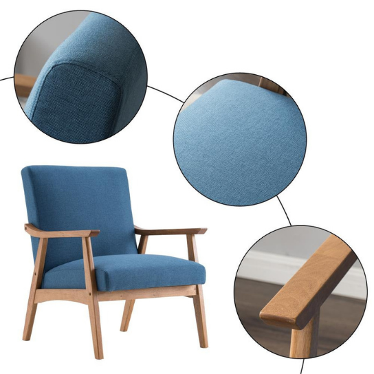Rustic Mango Solid Wooden Classical Chair In Light Honey Finish With Blue Sitting thumbnail 5