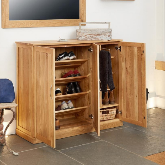 Rustic Mango Solid Wooden Complete Shoe Rack In Natural Finish thumbnail 3