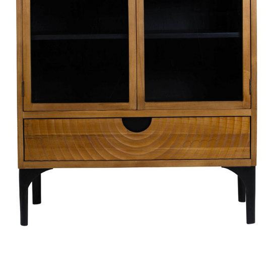 Rustic Mango Wooden Wardrobe With Black + Mirror Light Honey Finish ( Mango Wood ) thumbnail 5