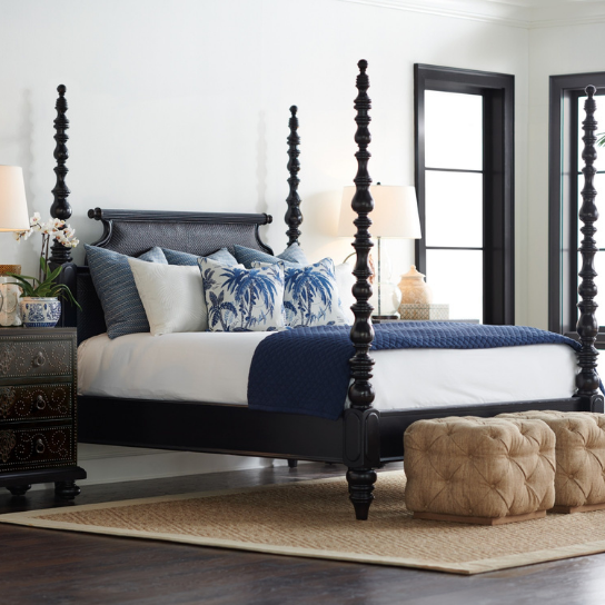 Rustic Mango Carving Heritage Wooden Beds In Black Finish thumbnail 2