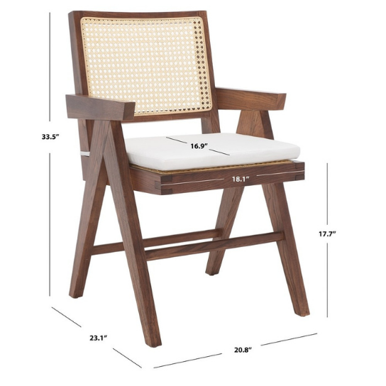 Rustic mango Old Vintage Classic Solid Wooden Cane Chair In Walnut Finish thumbnail 9