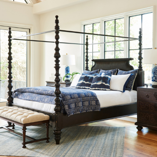 Rustic Mango Carving Heritage Wooden Beds In Black Finish thumbnail 3