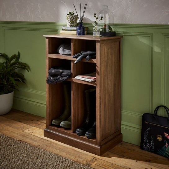 Rustic Mango Solid Wooden Heavy Duty Shoe Rack With Open Self In Honey Finish thumbnail 2