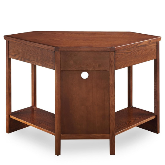 Rustic Mango Solid Wooden Corner Study Table In Honey Finish thumbnail 3