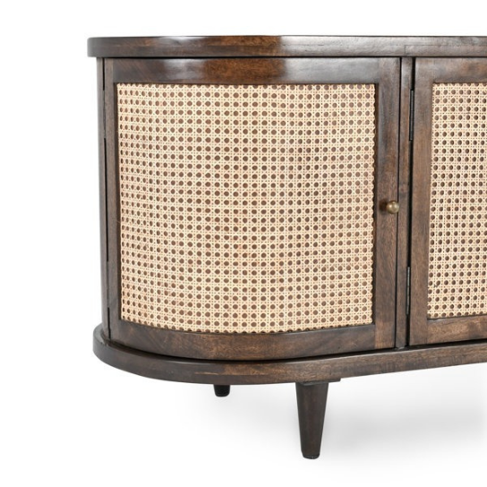Rustic Mango Solid Wooden TV Cabinet In Dark Honey With Cane Finish thumbnail 7