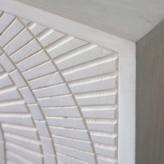 Rustic Mango Solid Wooden Sideboard In White Finish With Golden Wooden Handles thumbnail 6
